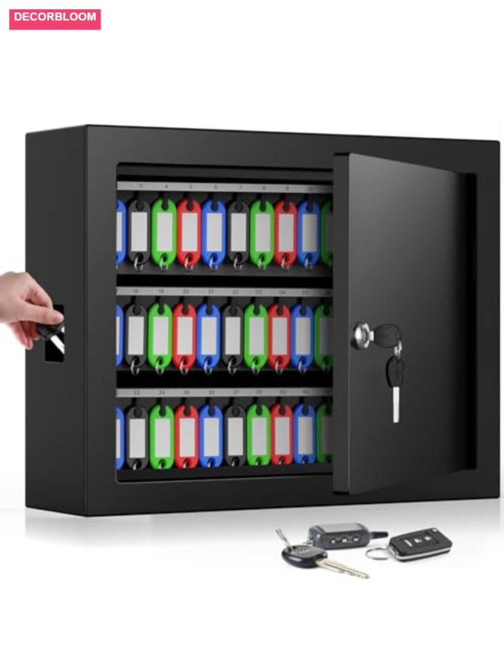 Steel Key Lock Box Wall Mount 75 Keys with Tags & Hooks